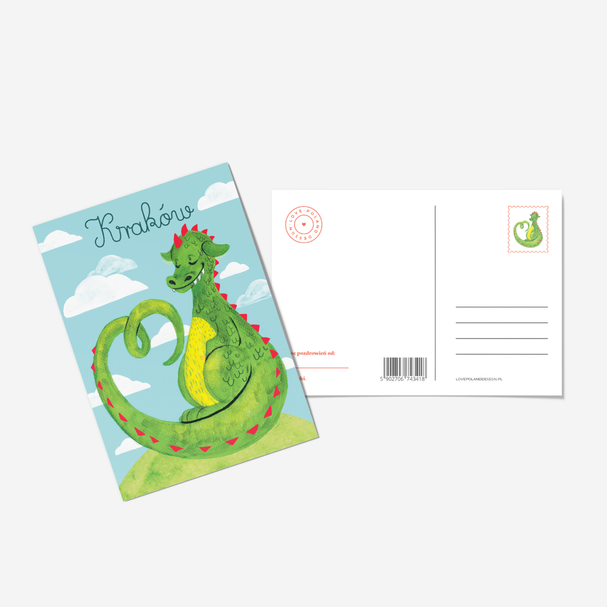 Postcard Krakow Dragon Love