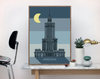 Retro Night Palace of Culture Poster 30x40