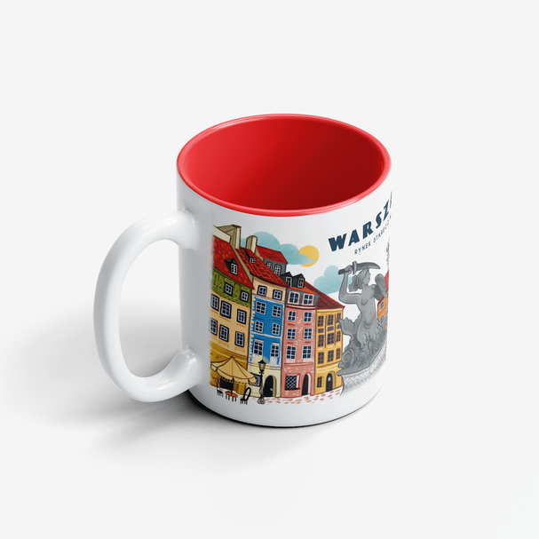 Ceramic Mug Warsaw Old Town Square Red