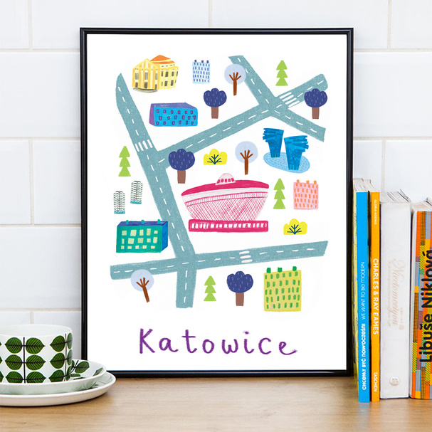 Poster Map Katowice 50x70