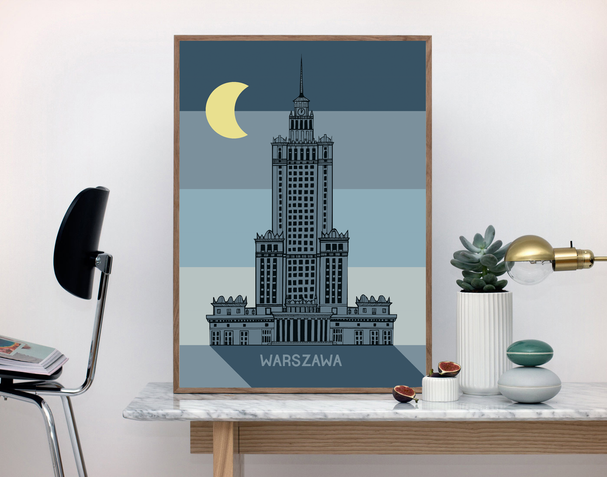 Retro Night Palace of Culture Poster 40x50